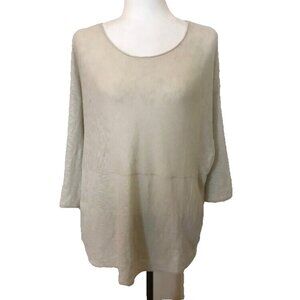PURE JILL Kimono Tunic Top Size XXS Lagenlook Cotton Linen Blend Front Pocket